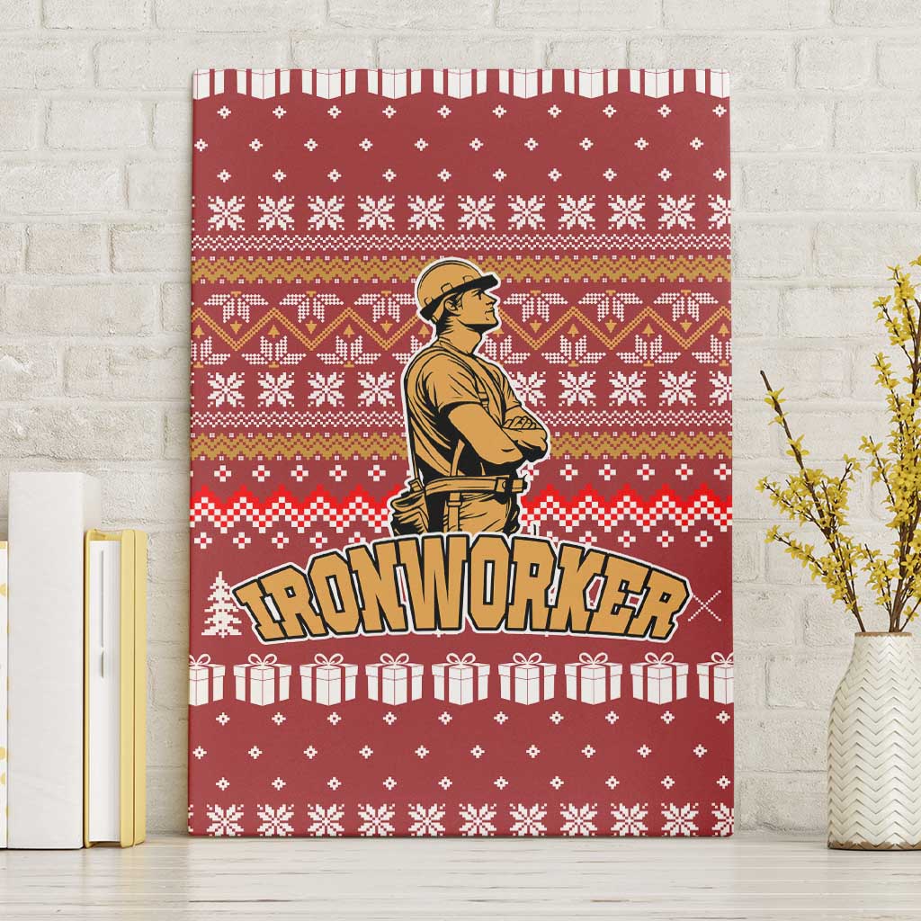 Christmas Ironworker American Flag Canvas Wall Art Xmas Holiday Patterns - Wonder Print Shop