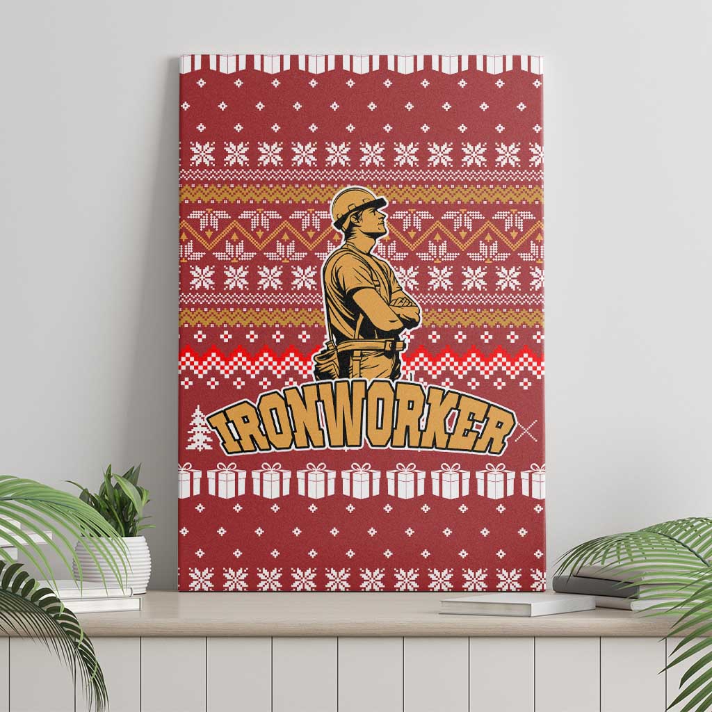Christmas Ironworker American Flag Canvas Wall Art Xmas Holiday Patterns - Wonder Print Shop