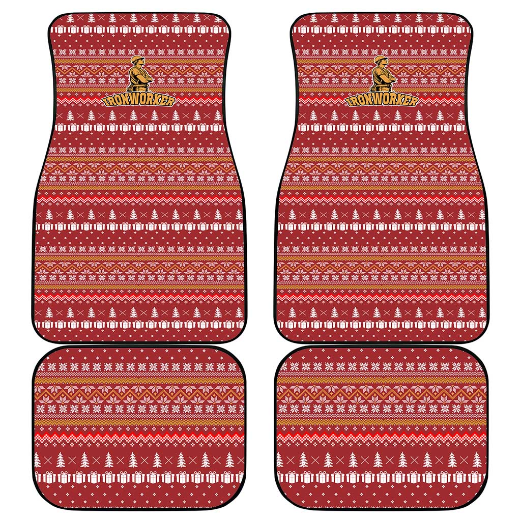 Christmas Ironworker American Flag Car Mats Xmas Holiday Patterns - Wonder Print Shop