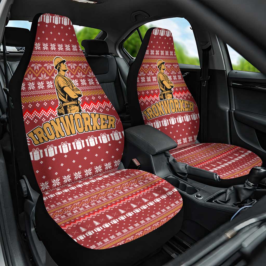 Christmas Ironworker American Flag Car Seat Cover Xmas Holiday Patterns - Wonder Print Shop