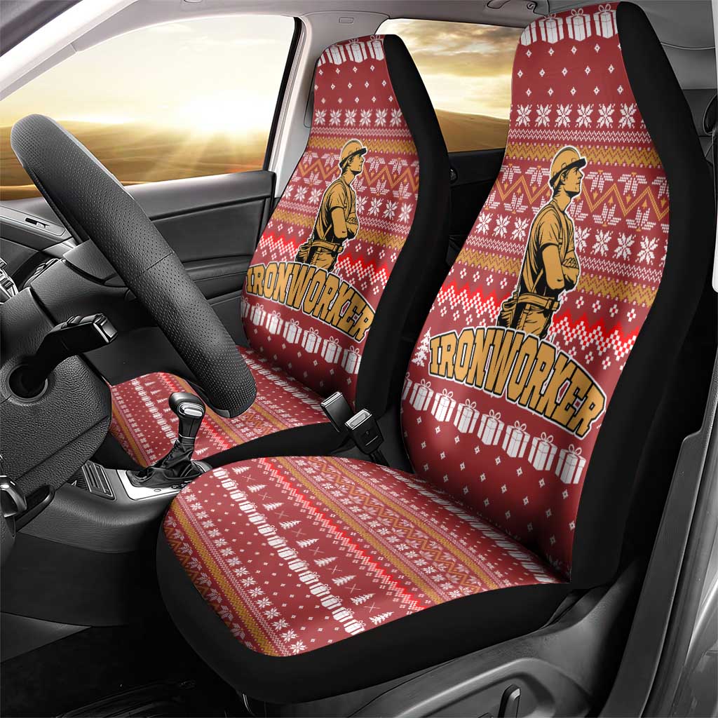 Christmas Ironworker American Flag Car Seat Cover Xmas Holiday Patterns - Wonder Print Shop