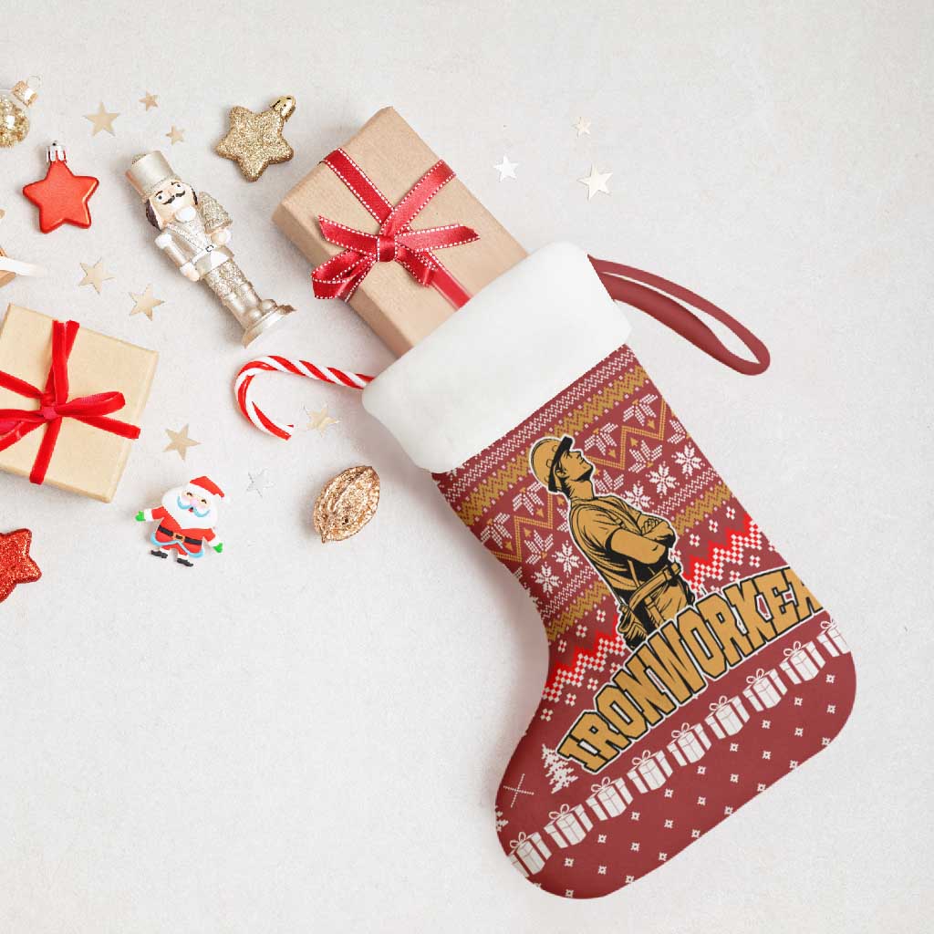 Christmas Ironworker American Flag Christmas Stocking Xmas Holiday Patterns - Wonder Print Shop