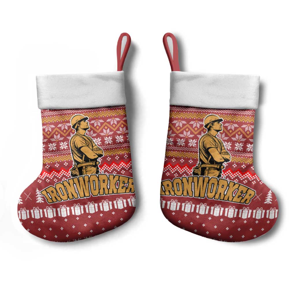 Christmas Ironworker American Flag Christmas Stocking Xmas Holiday Patterns - Wonder Print Shop