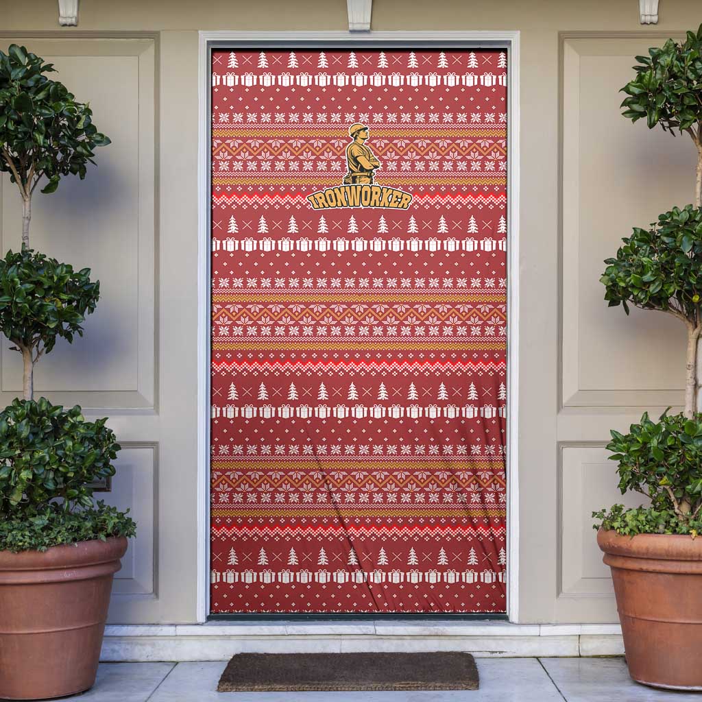 Christmas Ironworker American Flag Door Cover Xmas Holiday Patterns - Wonder Print Shop