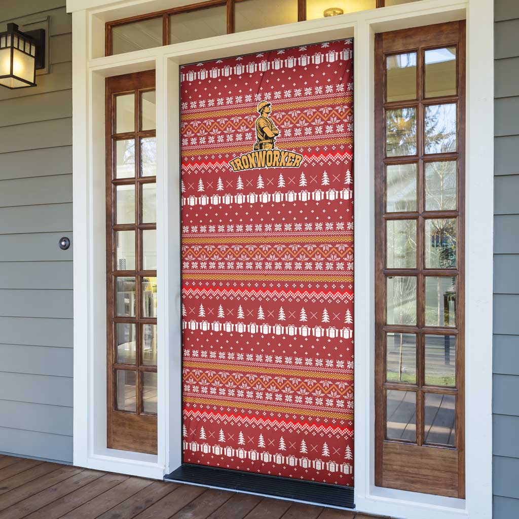 Christmas Ironworker American Flag Door Cover Xmas Holiday Patterns - Wonder Print Shop