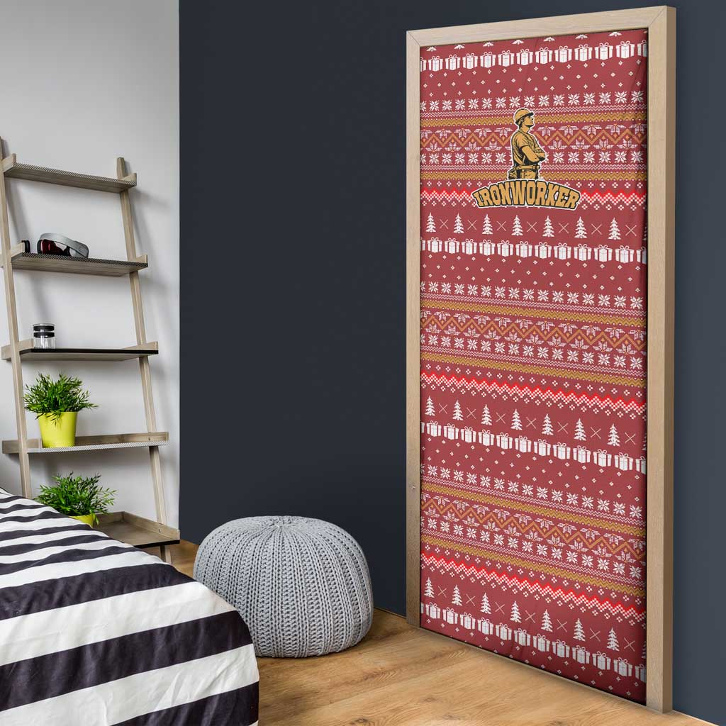 Christmas Ironworker American Flag Door Cover Xmas Holiday Patterns - Wonder Print Shop