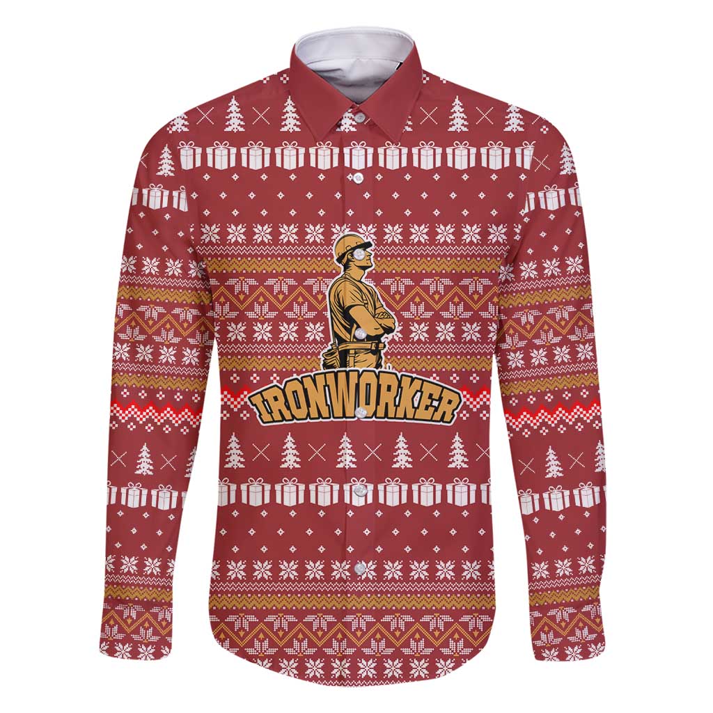 Christmas Ironworker American Flag Family Matching Long Sleeve Bodycon Dress and Hawaiian Shirt Xmas Holiday Patterns - Wonder Print Shop