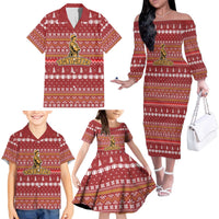 Christmas Ironworker American Flag Family Matching Off The Shoulder Long Sleeve Dress and Hawaiian Shirt Xmas Holiday Patterns - Wonder Print Shop