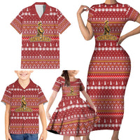 Christmas Ironworker American Flag Family Matching Short Sleeve Bodycon Dress and Hawaiian Shirt Xmas Holiday Patterns - Wonder Print Shop
