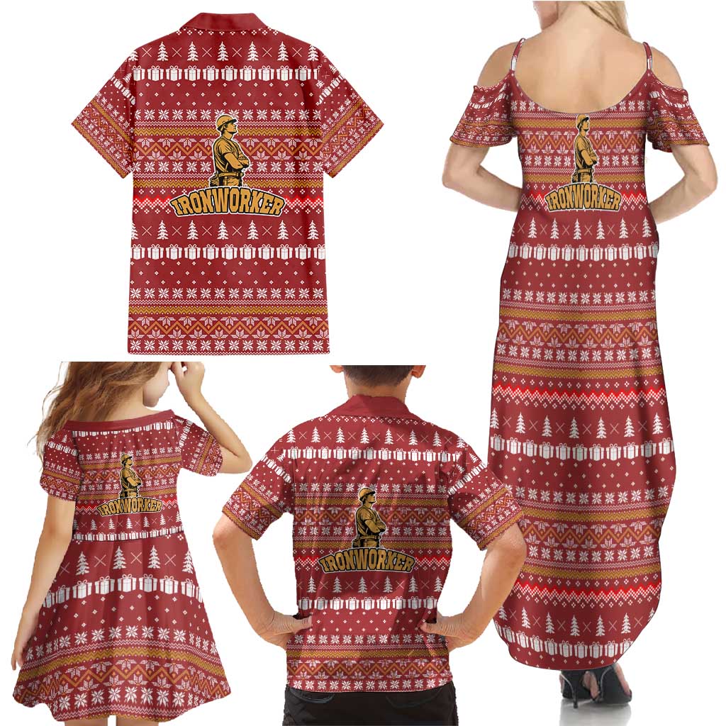 Christmas Ironworker American Flag Family Matching Summer Maxi Dress and Hawaiian Shirt Xmas Holiday Patterns - Wonder Print Shop