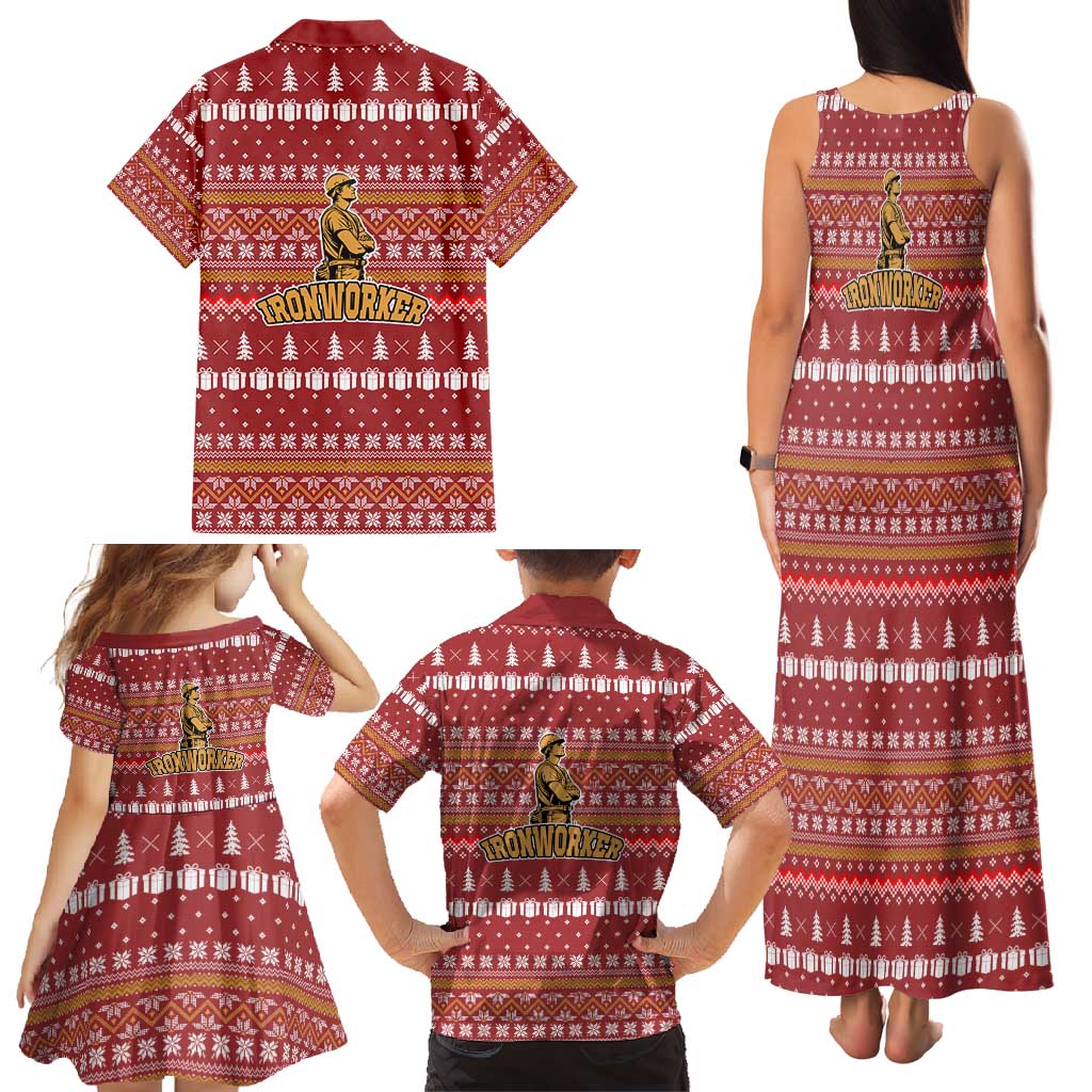 Christmas Ironworker American Flag Family Matching Tank Maxi Dress and Hawaiian Shirt Xmas Holiday Patterns - Wonder Print Shop