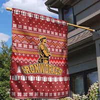Christmas Ironworker American Flag Garden Flag Xmas Holiday Patterns - Wonder Print Shop