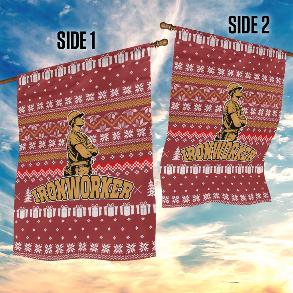 Christmas Ironworker American Flag Garden Flag Xmas Holiday Patterns - Wonder Print Shop
