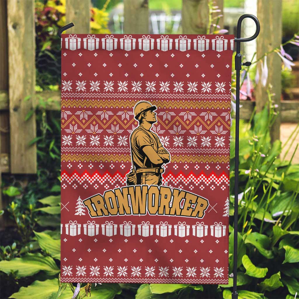 Christmas Ironworker American Flag Garden Flag Xmas Holiday Patterns - Wonder Print Shop