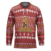 Christmas Ironworker American Flag Hockey Jersey Xmas Holiday Patterns - Wonder Print Shop