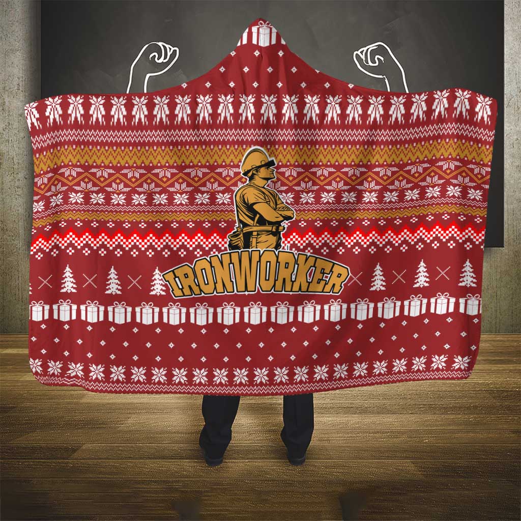 Christmas Ironworker American Flag Hooded Blanket Xmas Holiday Patterns - Wonder Print Shop