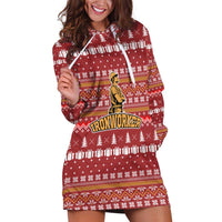 Christmas Ironworker American Flag Hoodie Dress Xmas Holiday Patterns - Wonder Print Shop