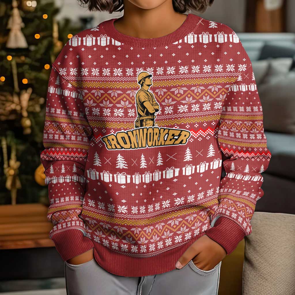 Christmas Ironworker American Flag Kid Ugly Christmas Sweater Xmas Holiday Patterns - Wonder Print Shop
