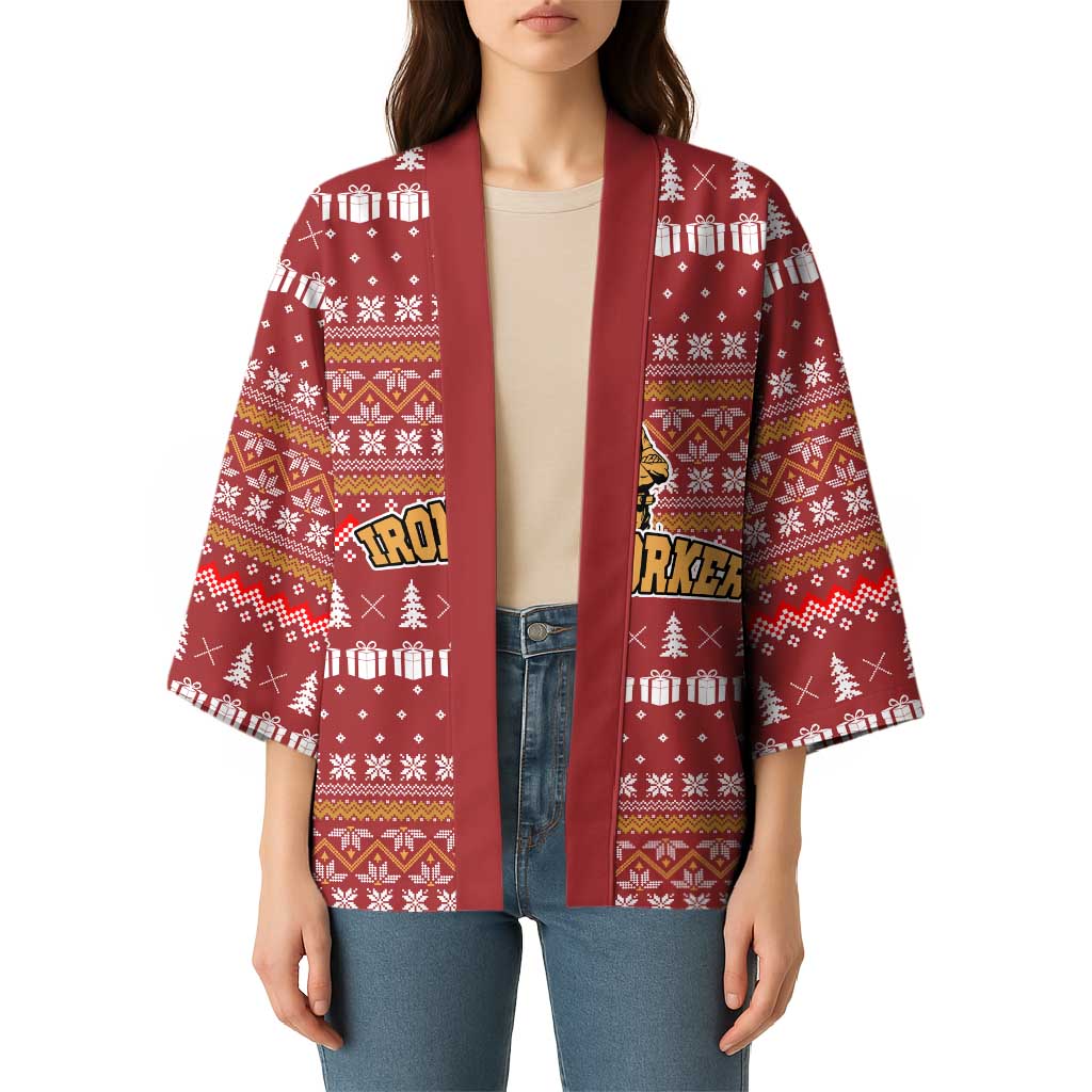 Christmas Ironworker American Flag Kimono Xmas Holiday Patterns - Wonder Print Shop