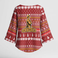 Christmas Ironworker American Flag Kimono Sleeve Blouse Xmas Holiday Patterns - Wonder Print Shop