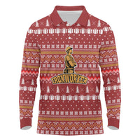 Christmas Ironworker American Flag Long Sleeve Polo Shirt Xmas Holiday Patterns - Wonder Print Shop