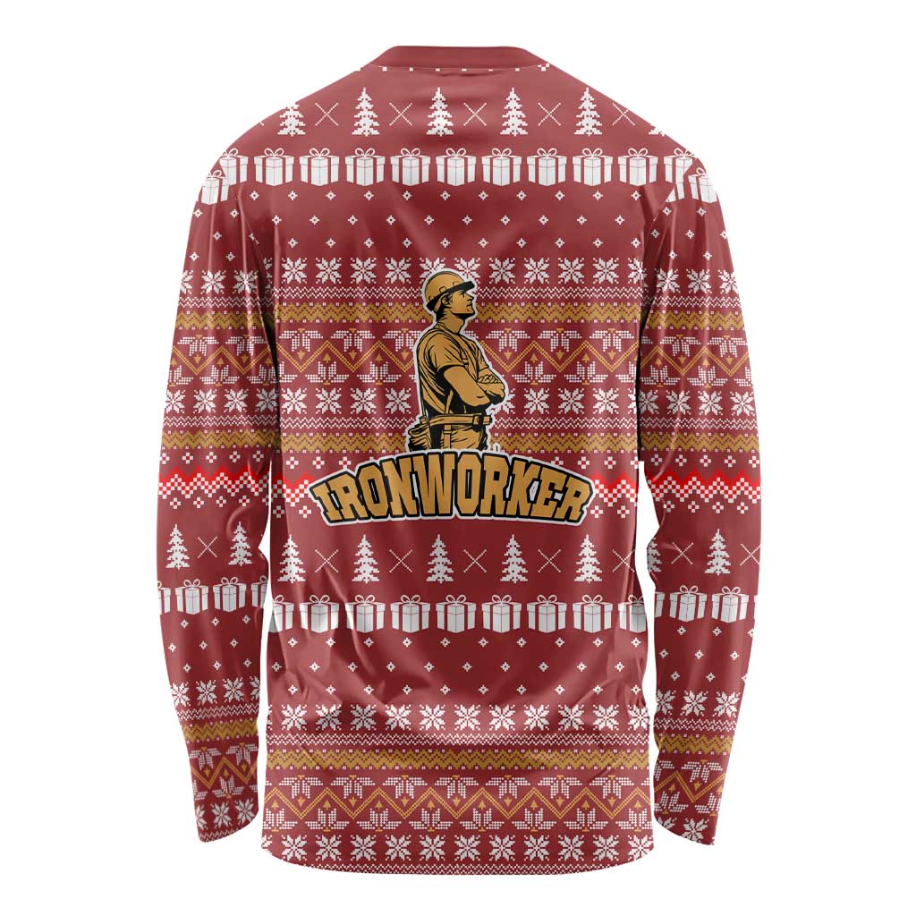 Christmas Ironworker American Flag Long Sleeve Shirt Xmas Holiday Patterns - Wonder Print Shop