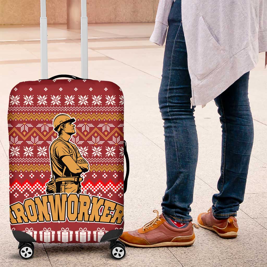 Christmas Ironworker American Flag Luggage Cover Xmas Holiday Patterns - Wonder Print Shop