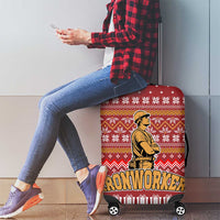 Christmas Ironworker American Flag Luggage Cover Xmas Holiday Patterns - Wonder Print Shop