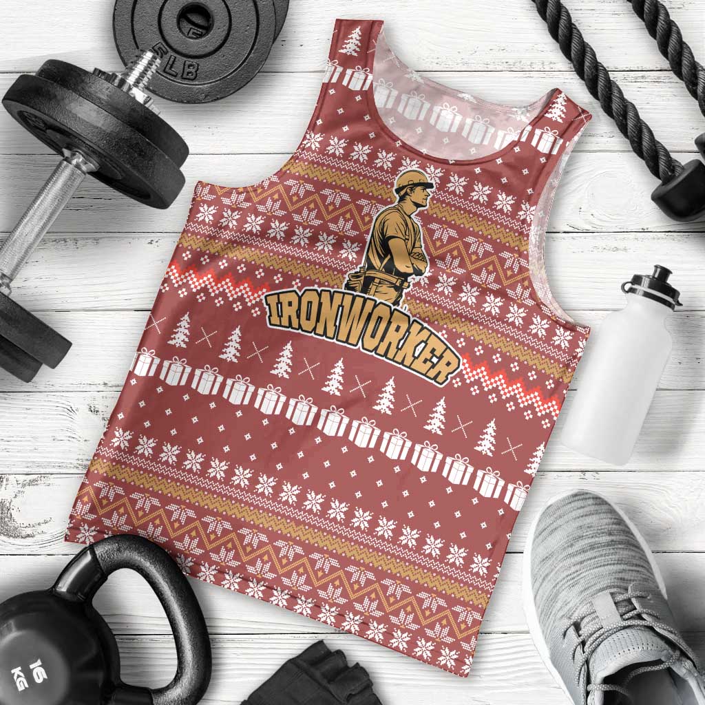 Christmas Ironworker American Flag Men Tank Top Xmas Holiday Patterns - Wonder Print Shop