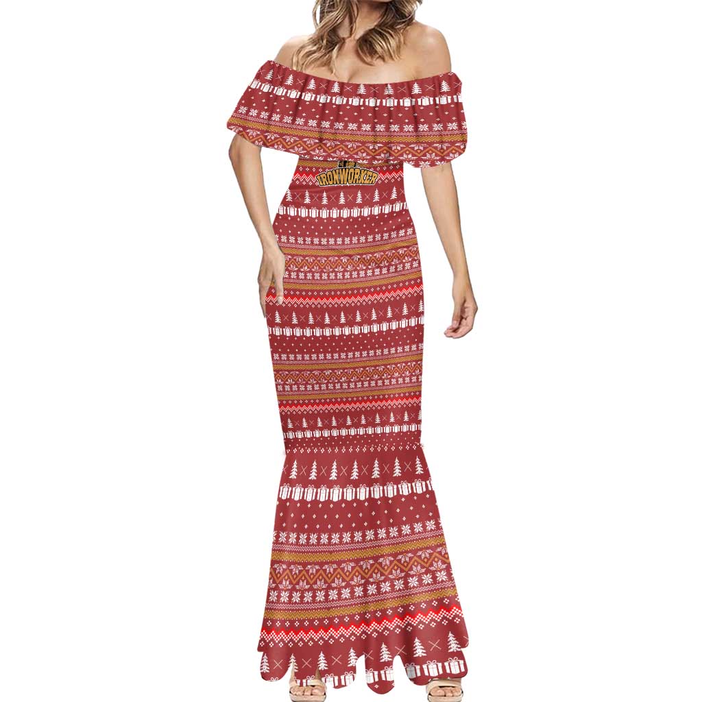 Christmas Ironworker American Flag Mermaid Dress Xmas Holiday Patterns - Wonder Print Shop