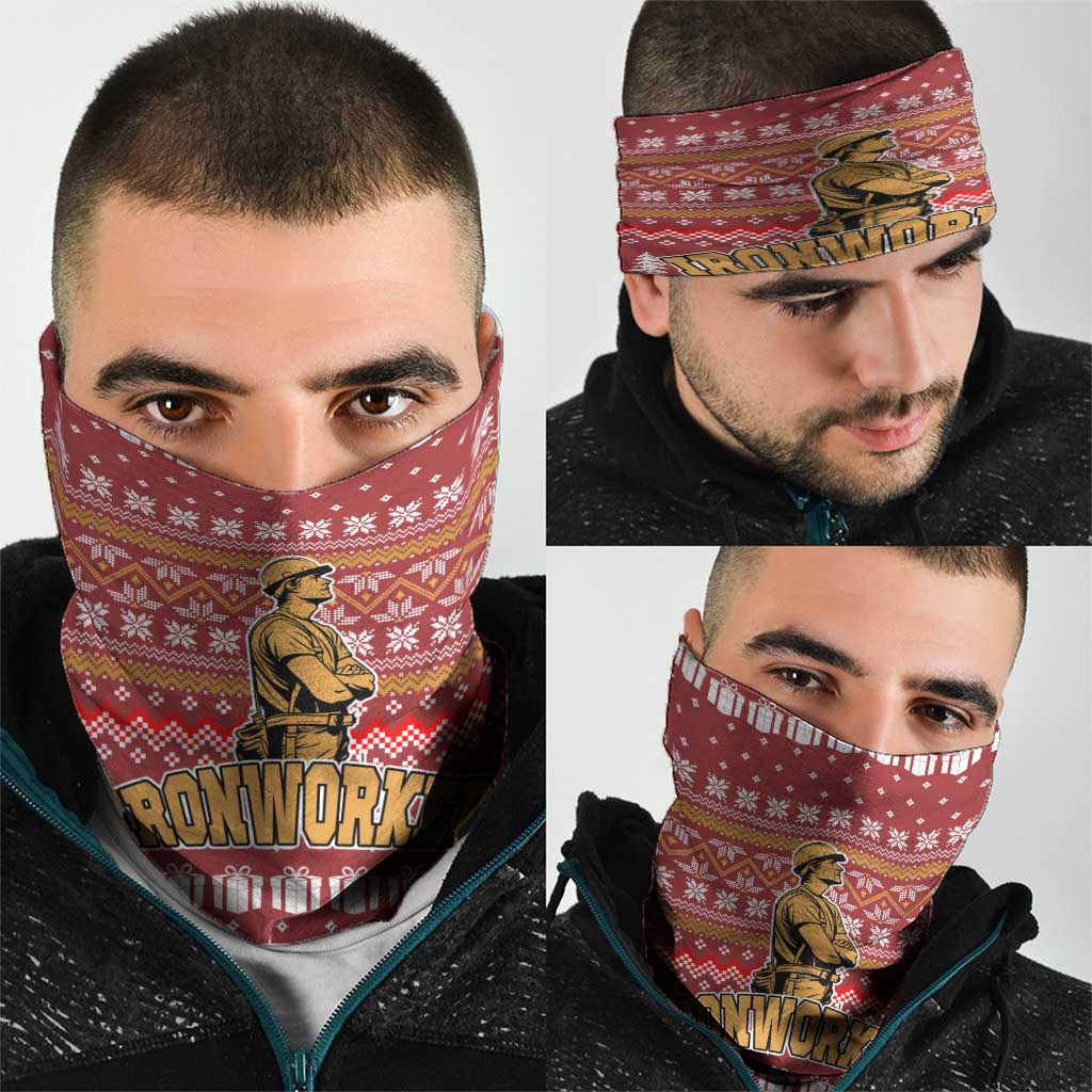 Christmas Ironworker American Flag Neck Gaiter Xmas Holiday Patterns - Wonder Print Shop