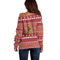 Christmas Ironworker American Flag Off Shoulder Sweater Xmas Holiday Patterns - Wonder Print Shop