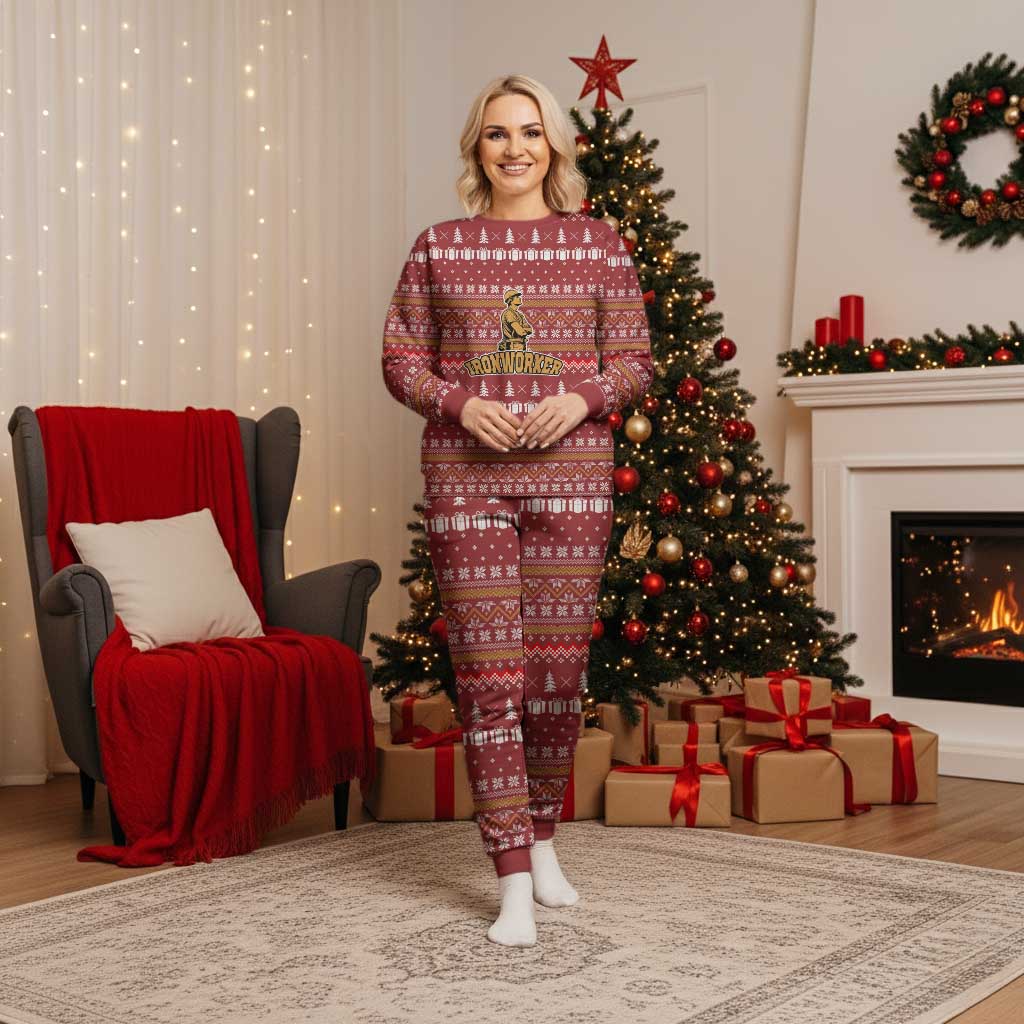 Christmas Ironworker American Flag Christmas Pajama Set Xmas Holiday Patterns - Wonder Print Shop