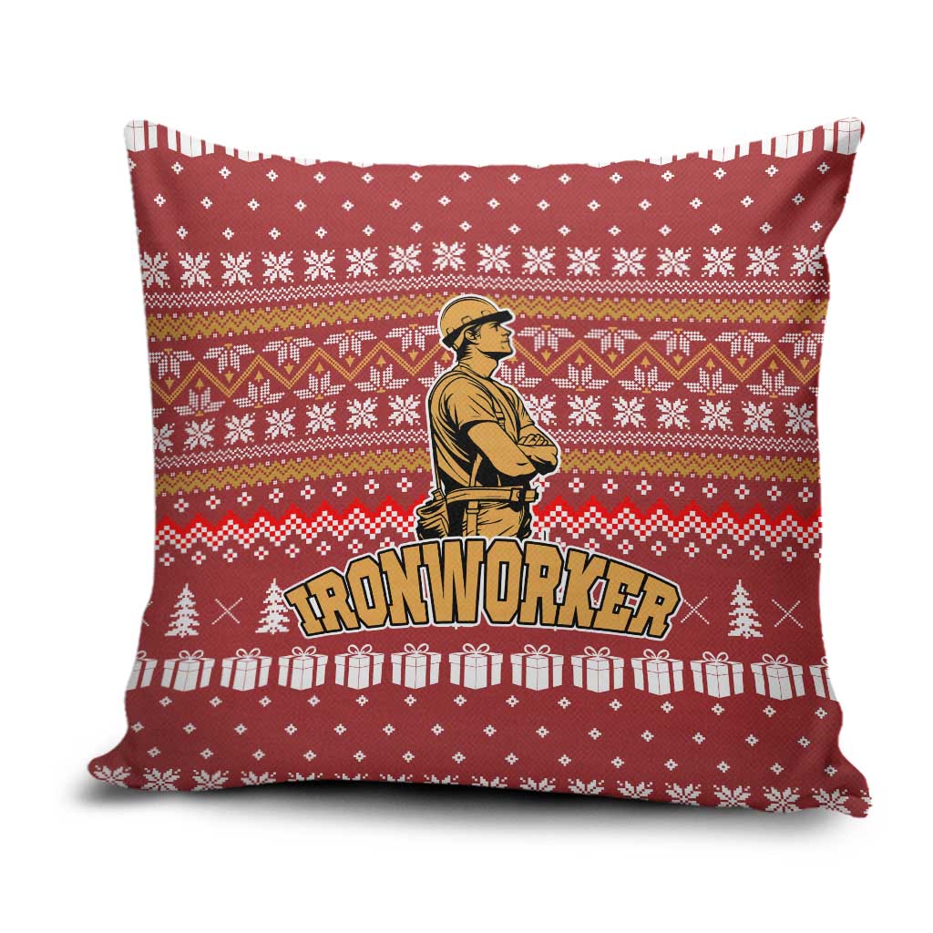 Christmas Ironworker American Flag Pillow Cover Xmas Holiday Patterns - Wonder Print Shop