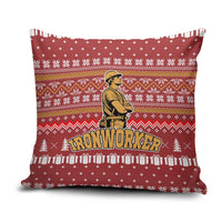 Christmas Ironworker American Flag Pillow Cover Xmas Holiday Patterns - Wonder Print Shop