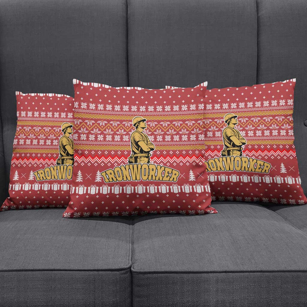 Christmas Ironworker American Flag Pillow Cover Xmas Holiday Patterns - Wonder Print Shop