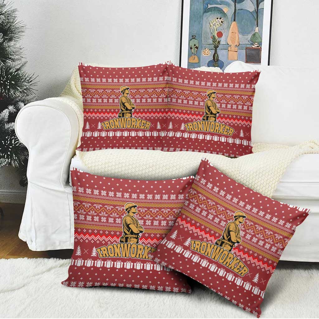 Christmas Ironworker American Flag Pillow Cover Xmas Holiday Patterns - Wonder Print Shop