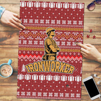 Christmas Ironworker American Flag Puzzle Xmas Holiday Patterns - Wonder Print Shop