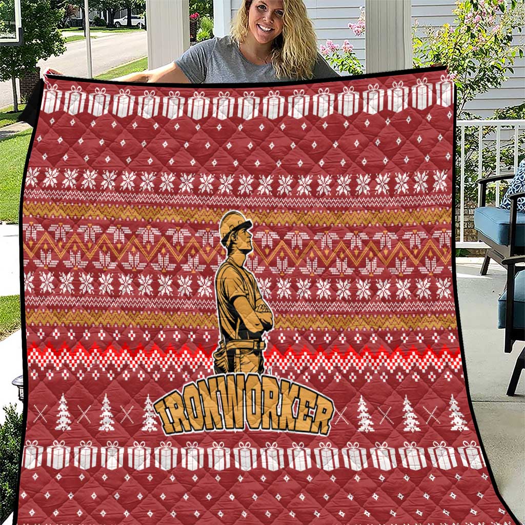 Christmas Ironworker American Flag Quilt Xmas Holiday Patterns - Wonder Print Shop