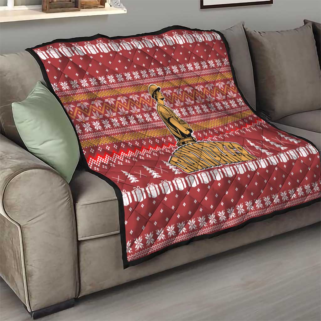 Christmas Ironworker American Flag Quilt Xmas Holiday Patterns - Wonder Print Shop