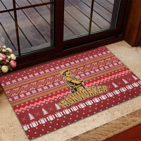 Christmas Ironworker American Flag Rubber Doormat Xmas Holiday Patterns - Wonder Print Shop