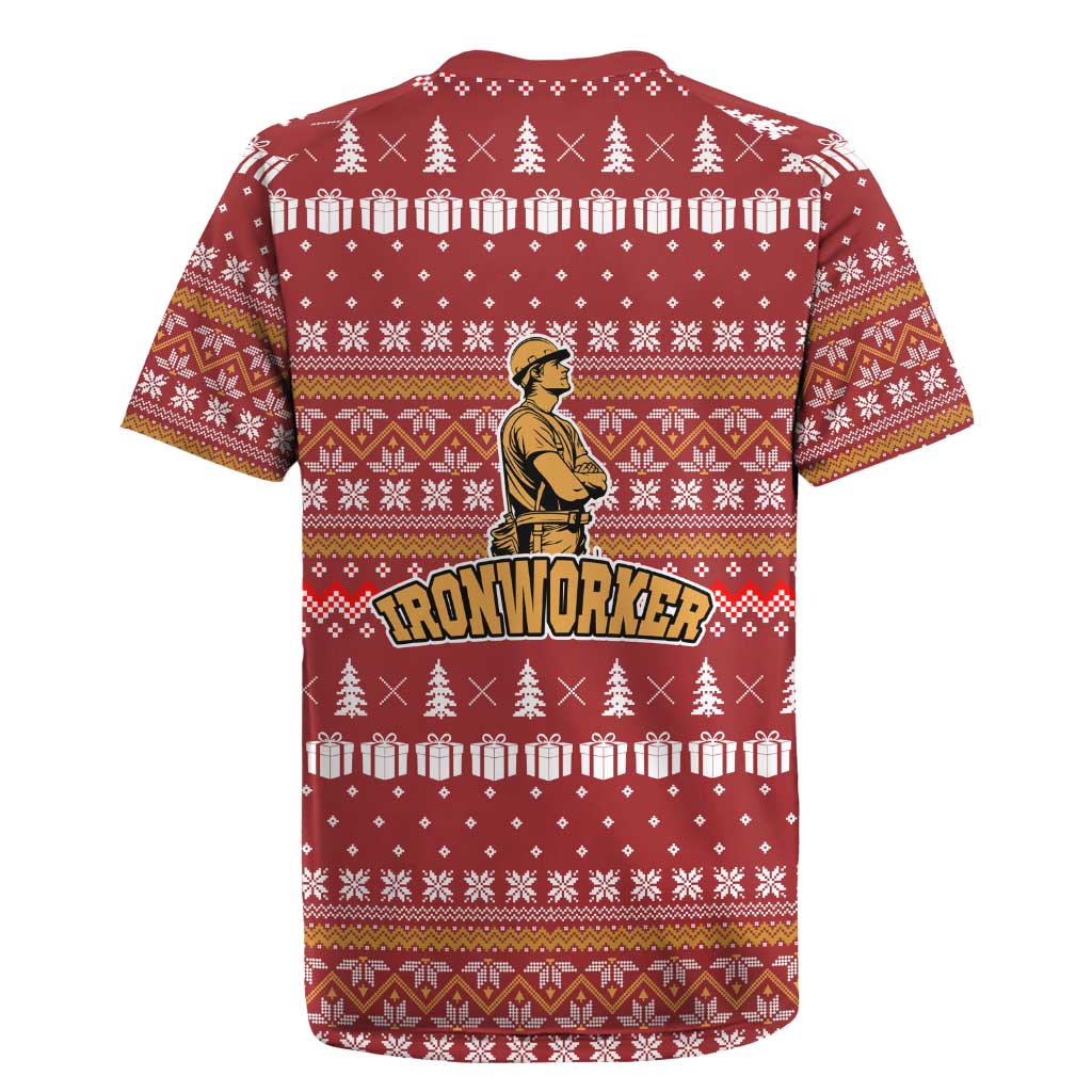 Christmas Ironworker American Flag Rugby Jersey Xmas Holiday Patterns - Wonder Print Shop