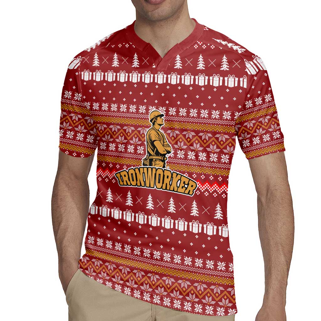 Christmas Ironworker American Flag Rugby Jersey Xmas Holiday Patterns - Wonder Print Shop