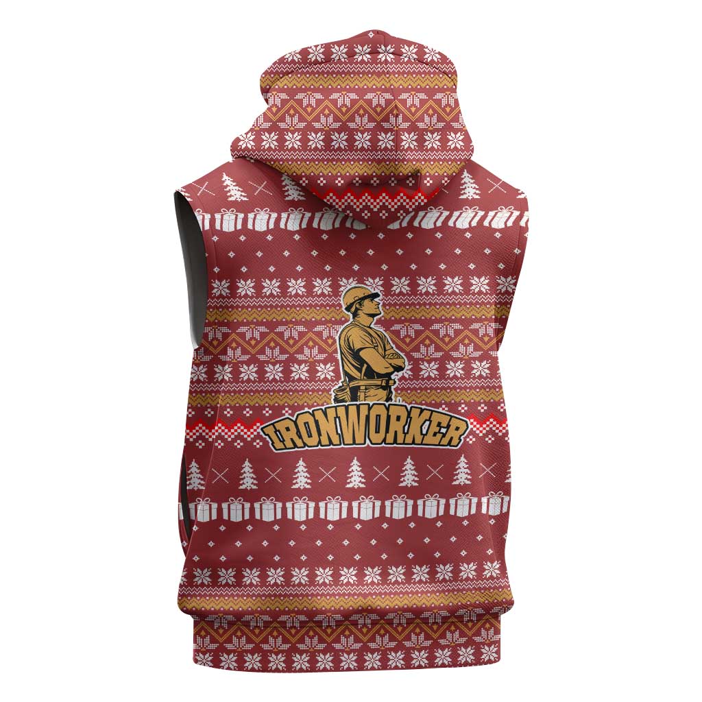 Christmas Ironworker American Flag Sleeveless Zip Hoodie Xmas Holiday Patterns - Wonder Print Shop