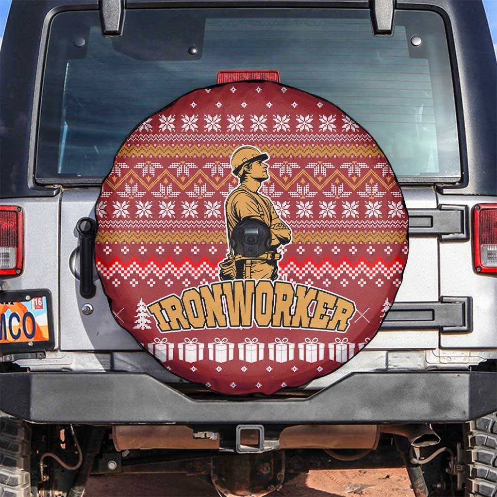 Christmas Ironworker American Flag Spare Tire Cover Xmas Holiday Patterns - Wonder Print Shop