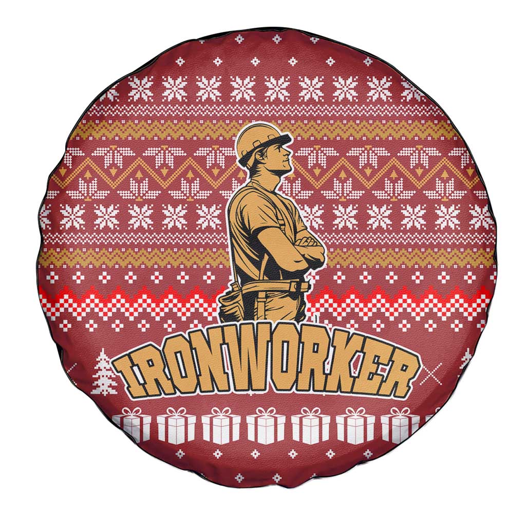 Christmas Ironworker American Flag Spare Tire Cover Xmas Holiday Patterns - Wonder Print Shop