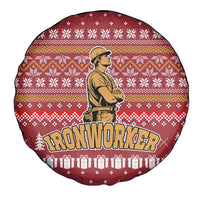 Christmas Ironworker American Flag Spare Tire Cover Xmas Holiday Patterns - Wonder Print Shop
