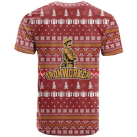 Christmas Ironworker American Flag T Shirt Xmas Holiday Patterns - Wonder Print Shop