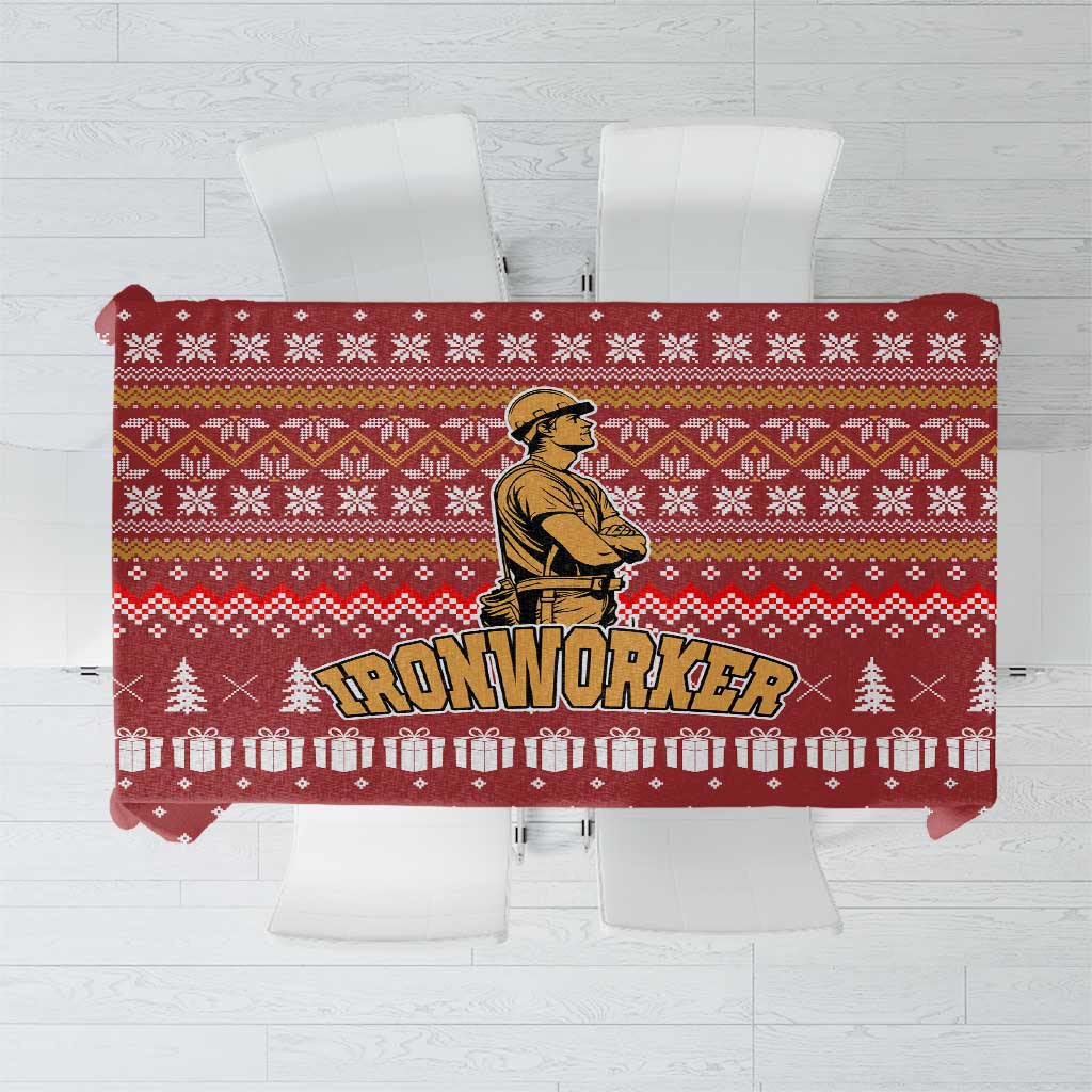 Christmas Ironworker American Flag Tablecloth Xmas Holiday Patterns - Wonder Print Shop