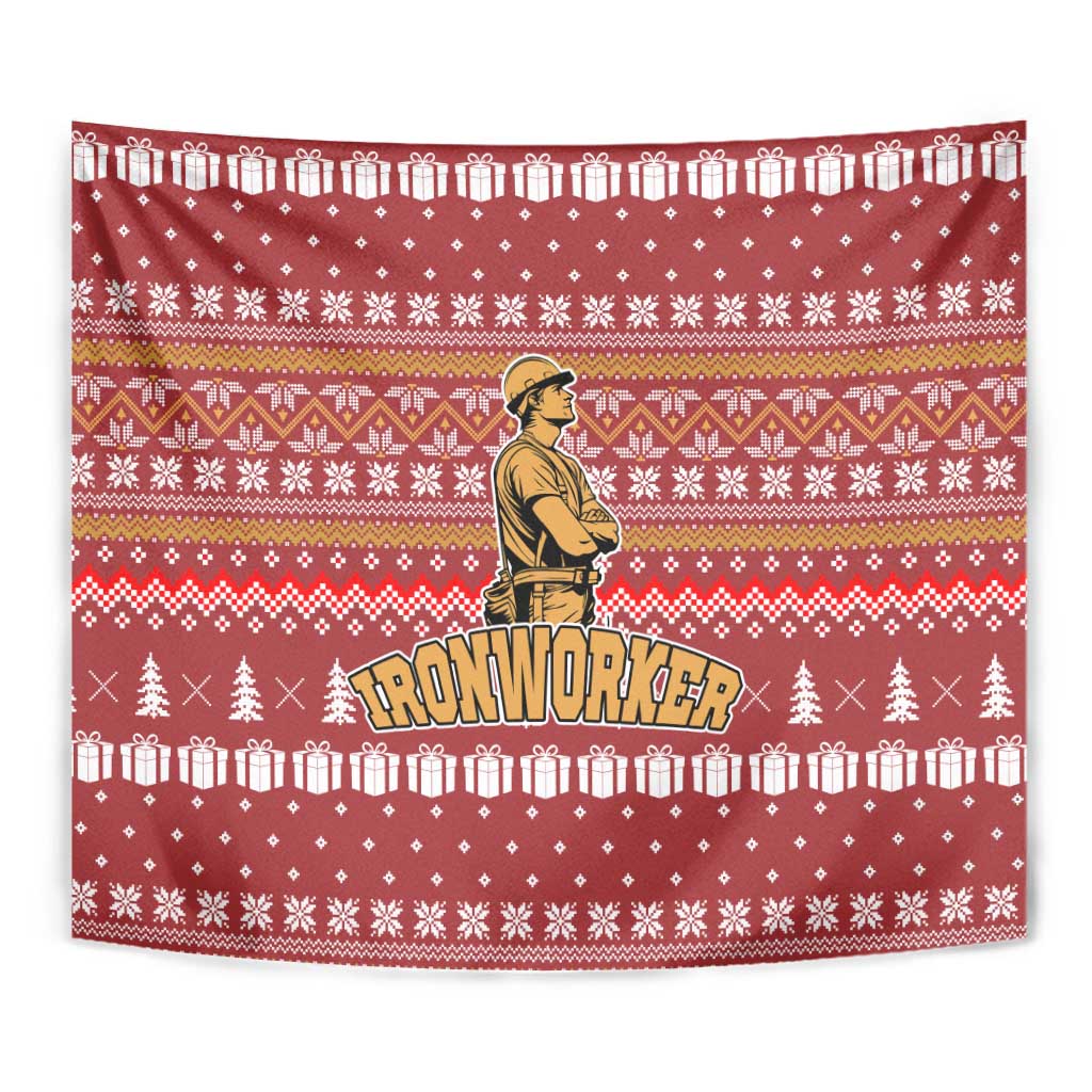 Christmas Ironworker American Flag Tapestry Xmas Holiday Patterns - Wonder Print Shop